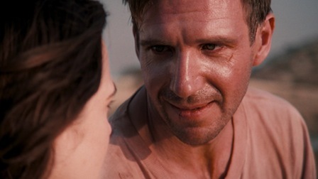 Ralph Fiennes looks at Rachel Weisz in an image from the film The Constant Gardner